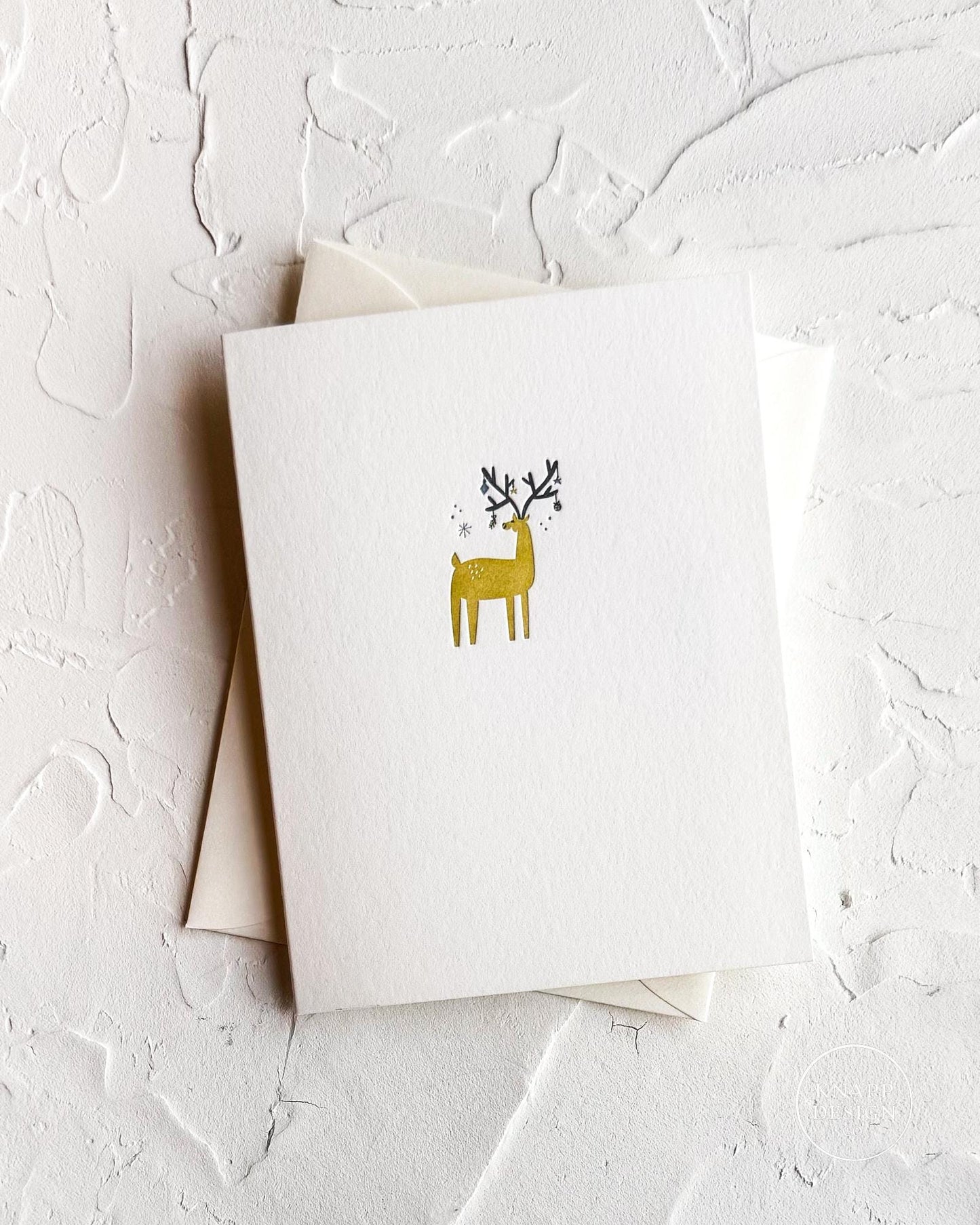 Festive Winter Animals - Minimalist Letterpress Holiday card SET • 4-color letterpress cards