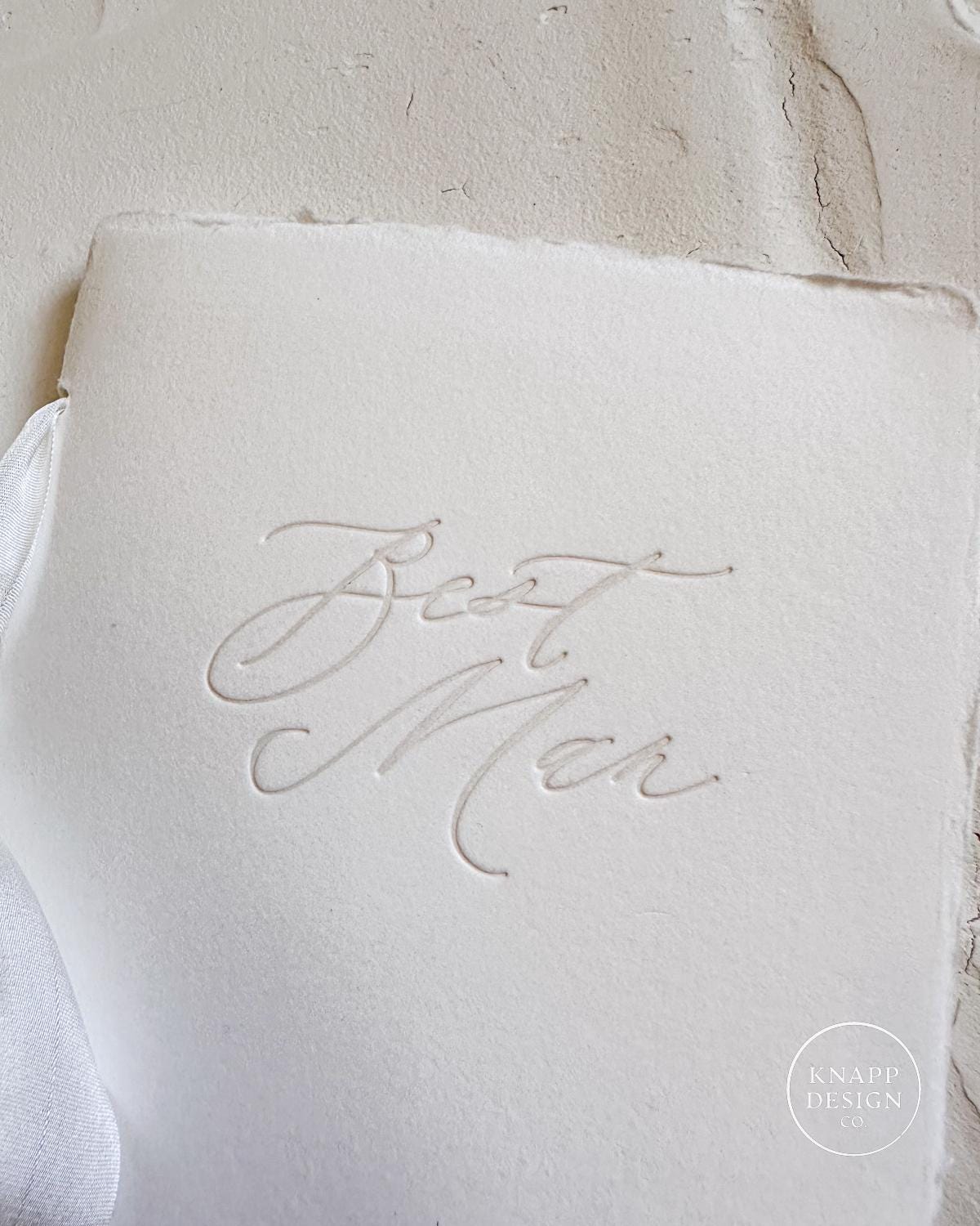Best Man TOAST/SPEECH Book • Letterpress on White Handmade paper with Silk Ribbon Color