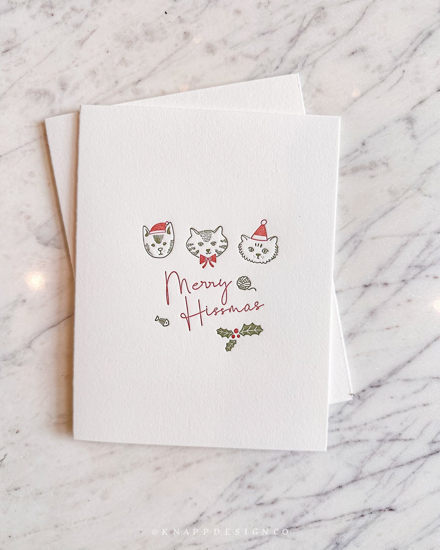 Merry Hissmas Cat Holiday Card: Punny Letterpress Card