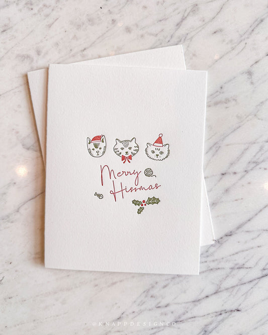 Merry Hissmas Cat Holiday Card: Punny Letterpress Card