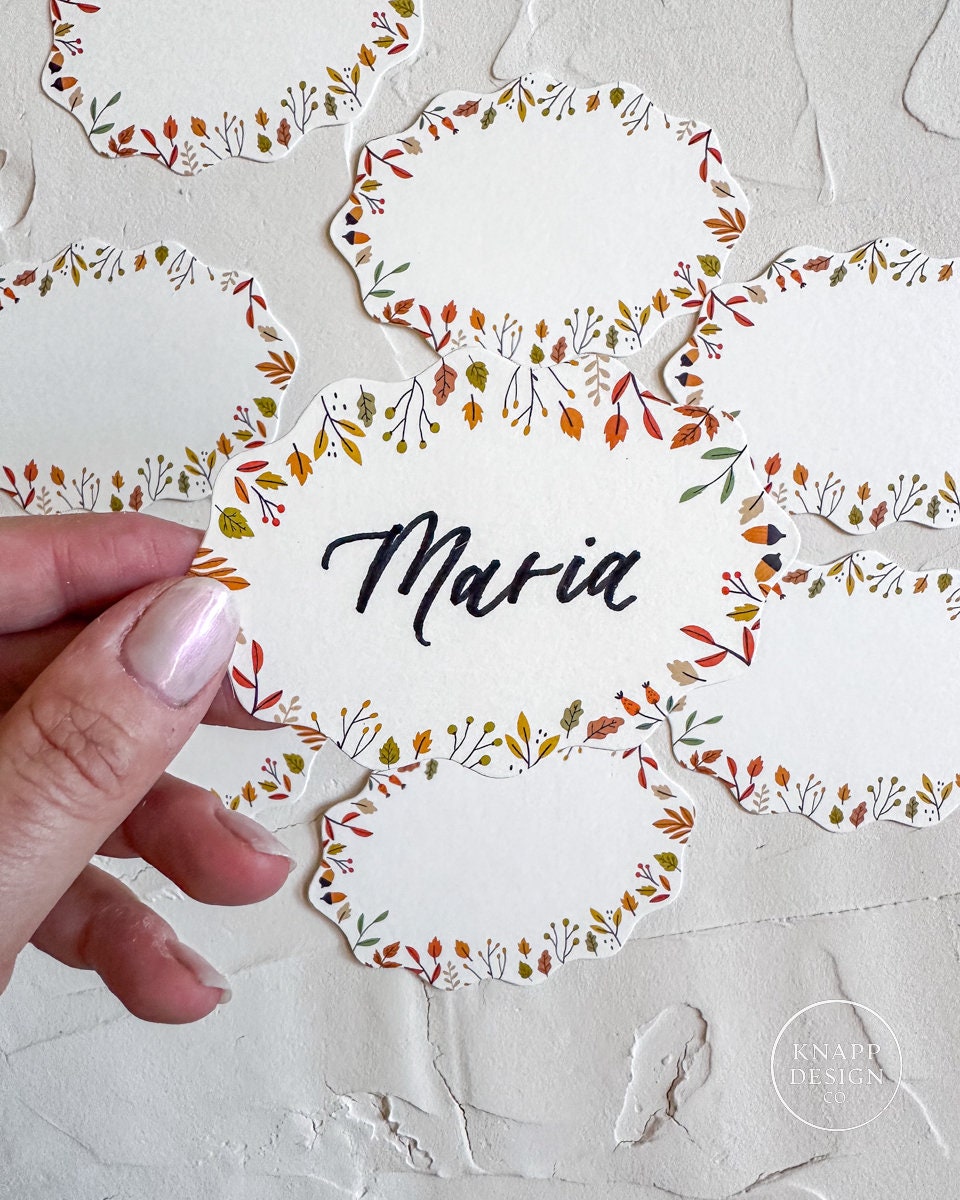 Fall Leaves Oval Place Cards: Thanksgiving Dinner Party Decor