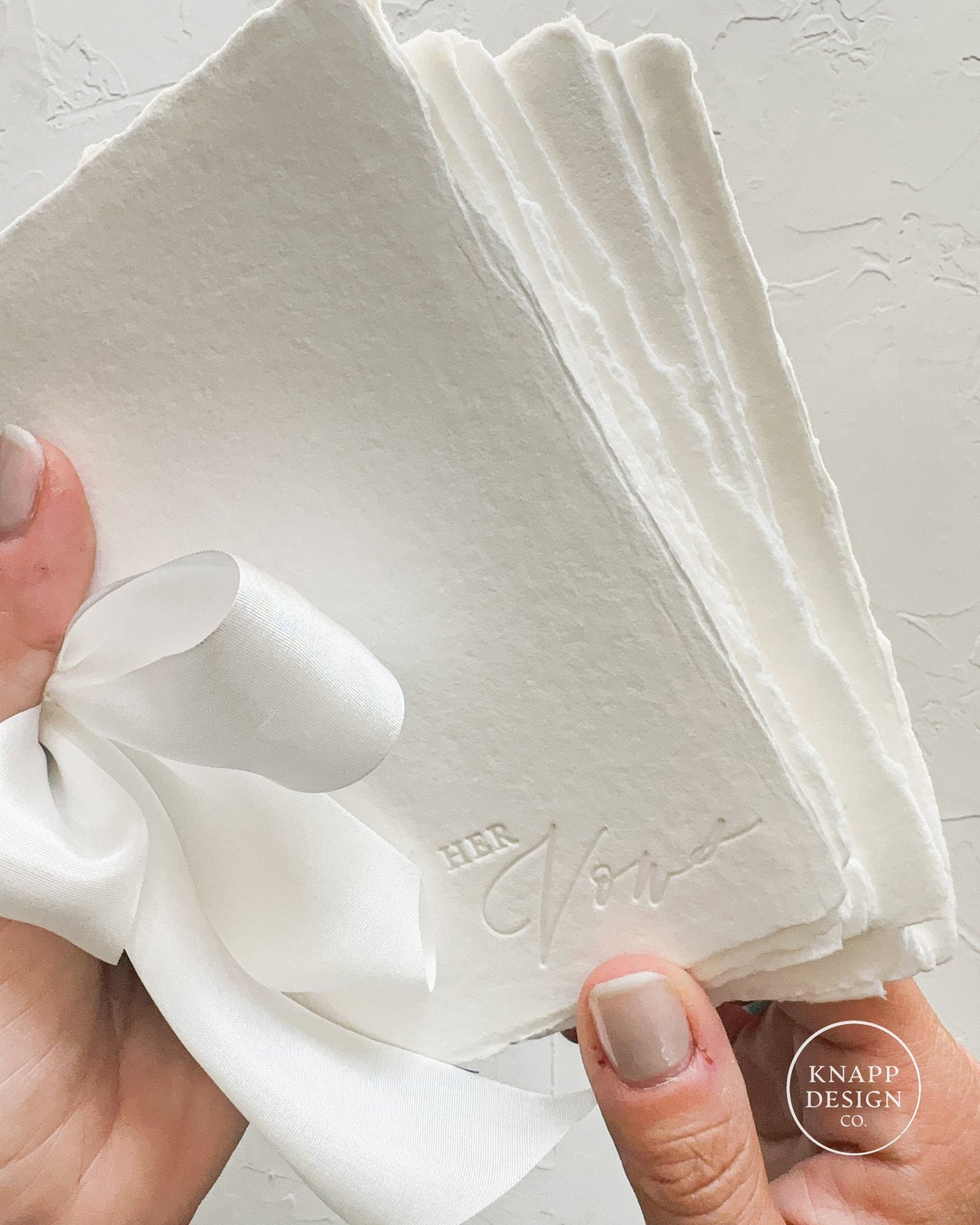 His Vow Book • Letterpress on White Handmade Paper with Silk Ribbon