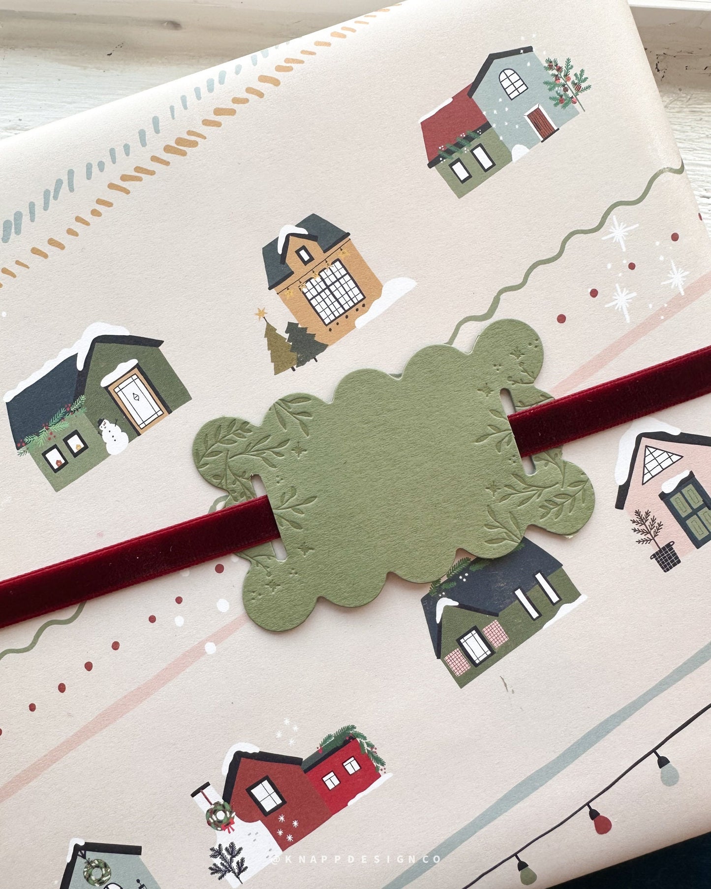 Winter Foliage in Green and Blue wrapping paper sheets - Set of 4