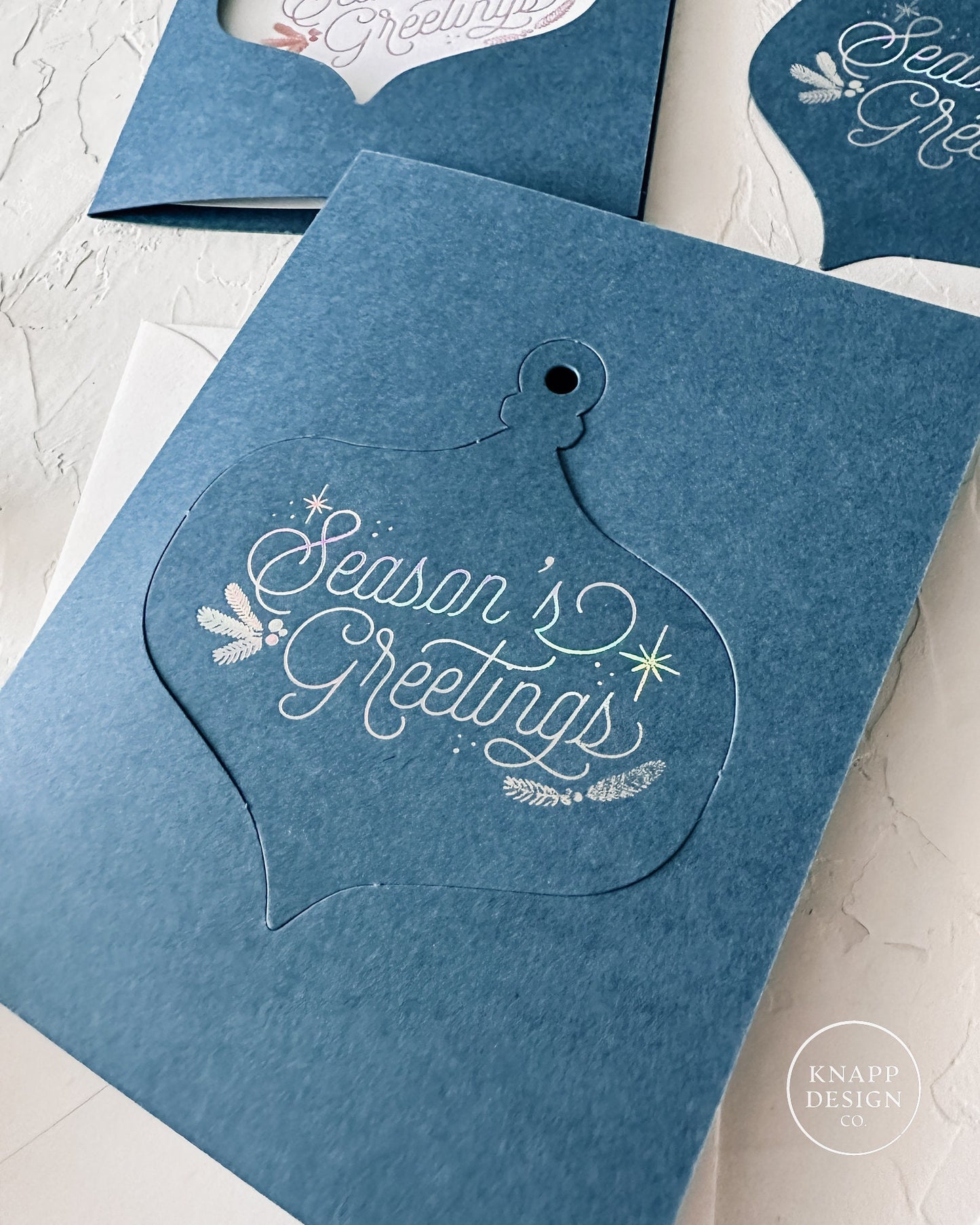 Season's Greetings Holographic Foil Ornament Card