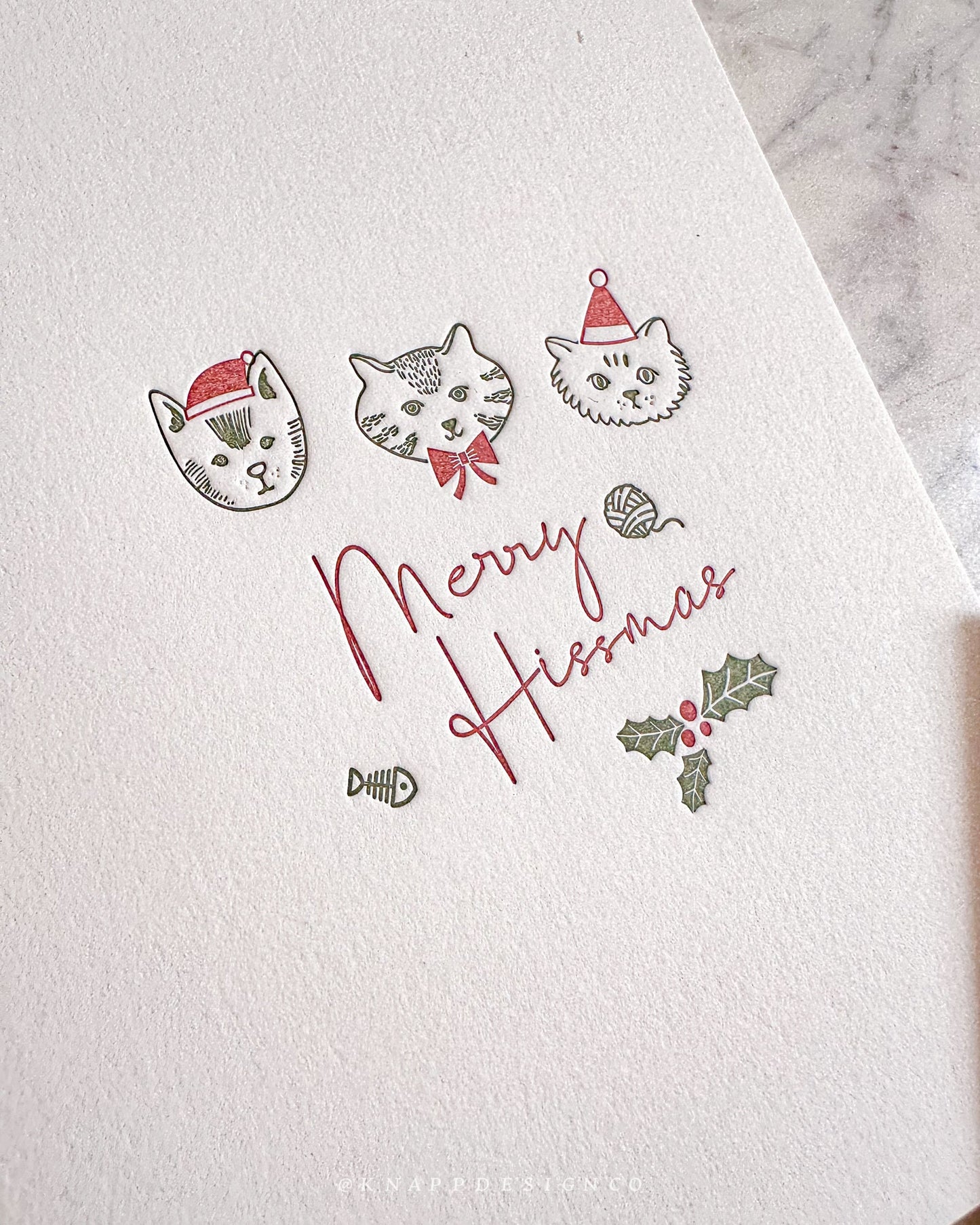 Merry Hissmas Cat Holiday Card: Punny Letterpress Card
