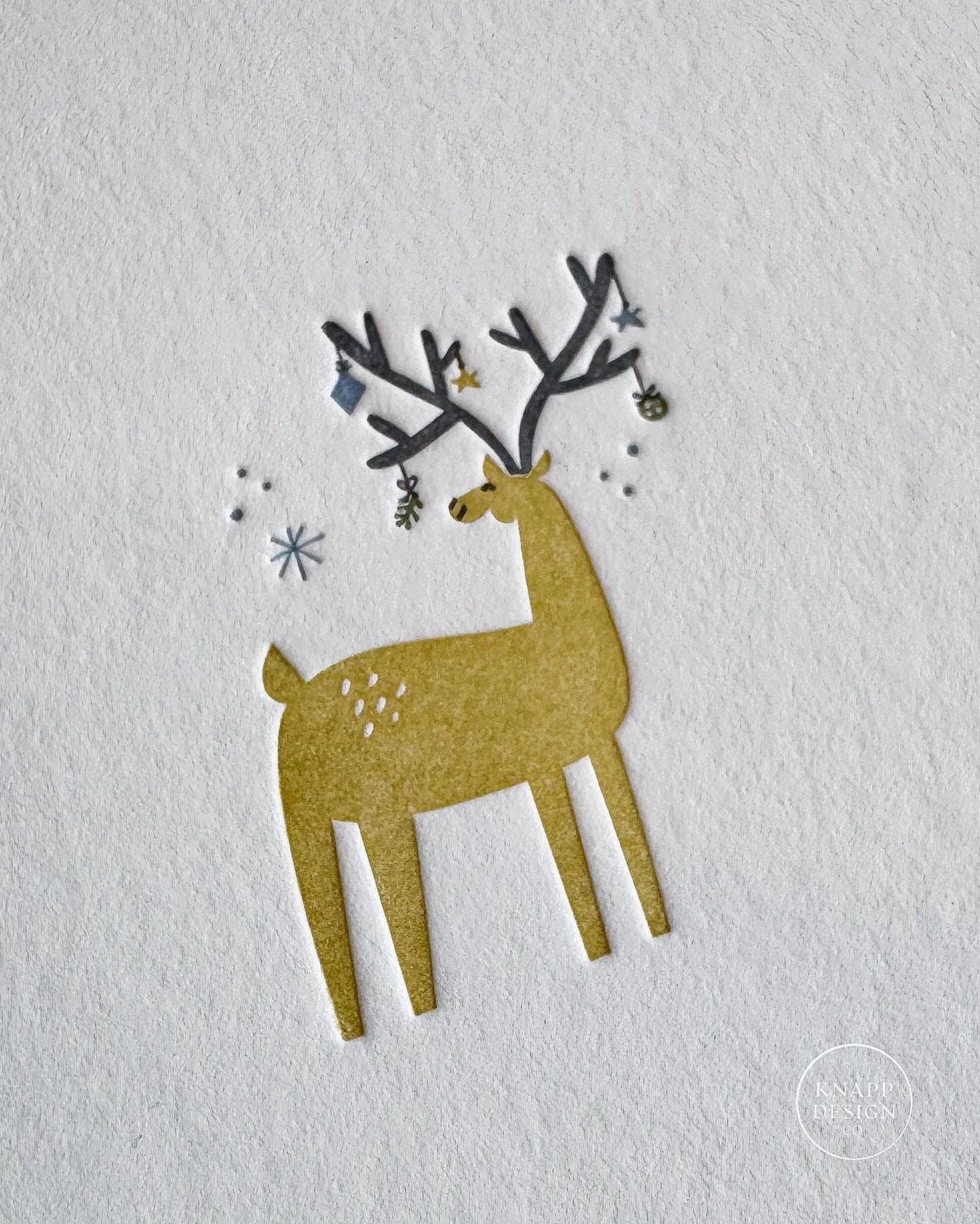 Festive Winter Animals - Minimalist Letterpress Holiday card SET • 4-color letterpress cards