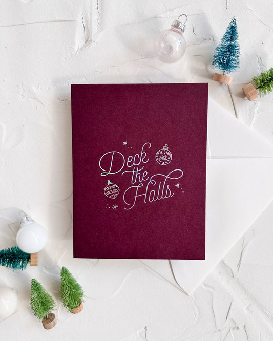 Holographic Foil Pressed Christmas Card: Deck the Halls