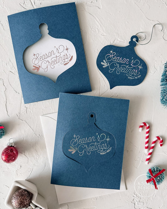 Season's Greetings Holographic Foil Ornament Card