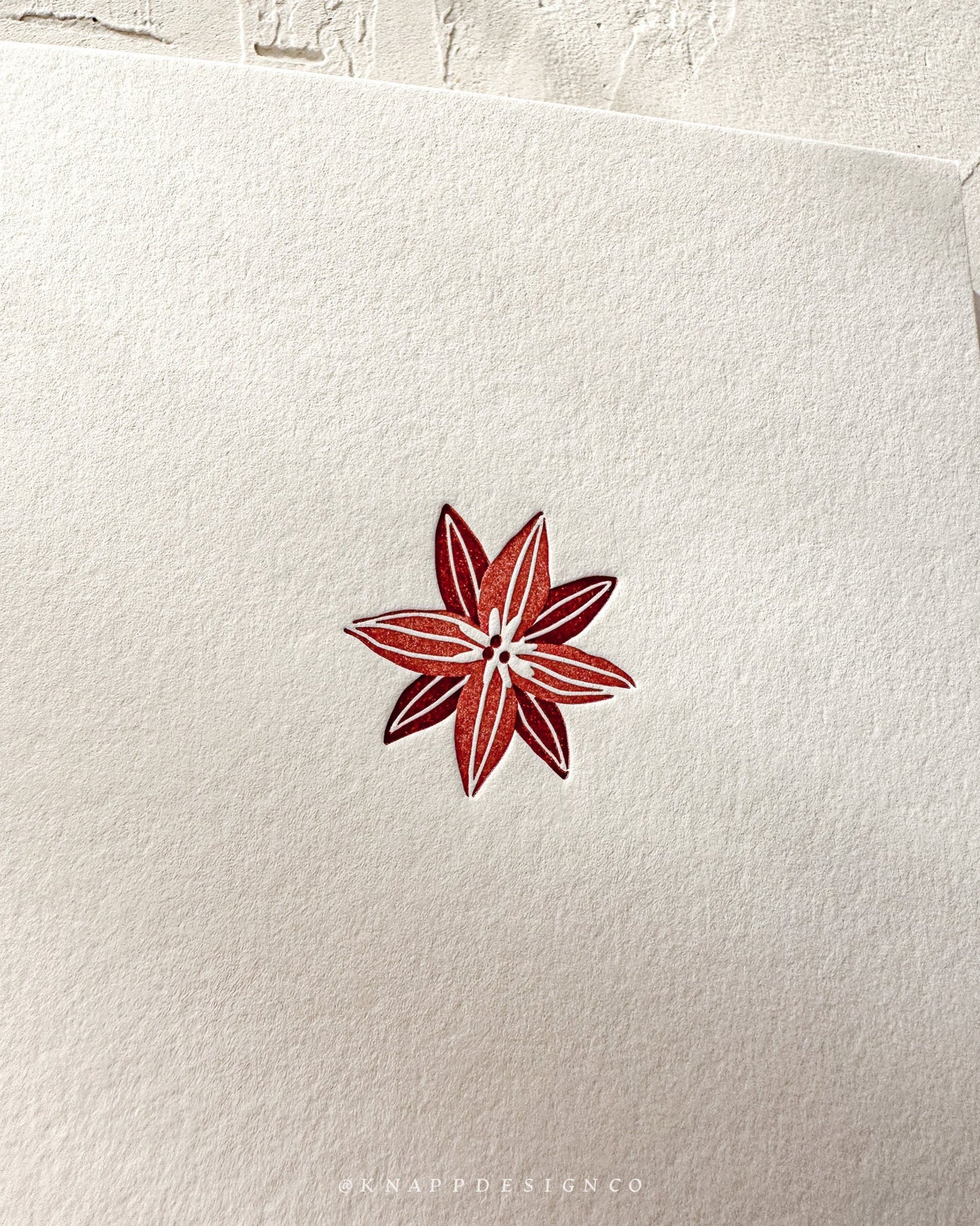 Minimalist Poinsettia Letterpress Holiday Card: Two-Color Design
