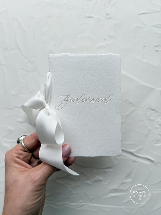 Bridesmaid TOAST/SPEECH Book • Letterpressed on White Handmade paper with Silk Ribbon