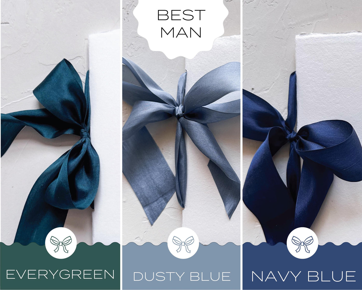 Best Man TOAST/SPEECH Book • Letterpress on White Handmade paper with Silk Ribbon Color