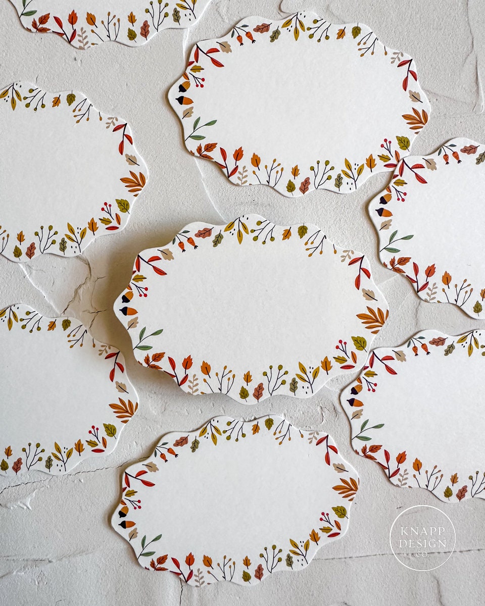 Fall Leaves Oval Place Cards: Thanksgiving Dinner Party Decor