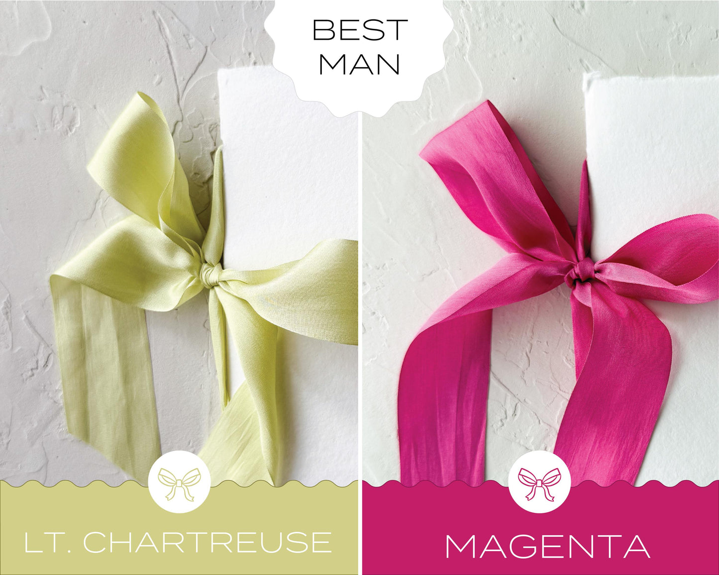 Best Man TOAST/SPEECH Book • Letterpress on White Handmade paper with Silk Ribbon Color