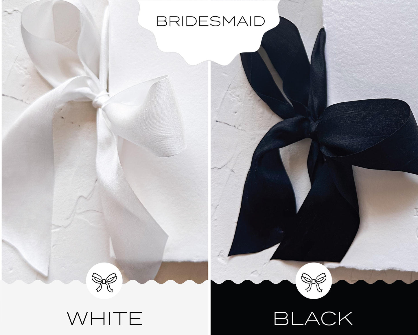 Bridesmaid TOAST/SPEECH Book • Letterpressed on White Handmade paper with Silk Ribbon