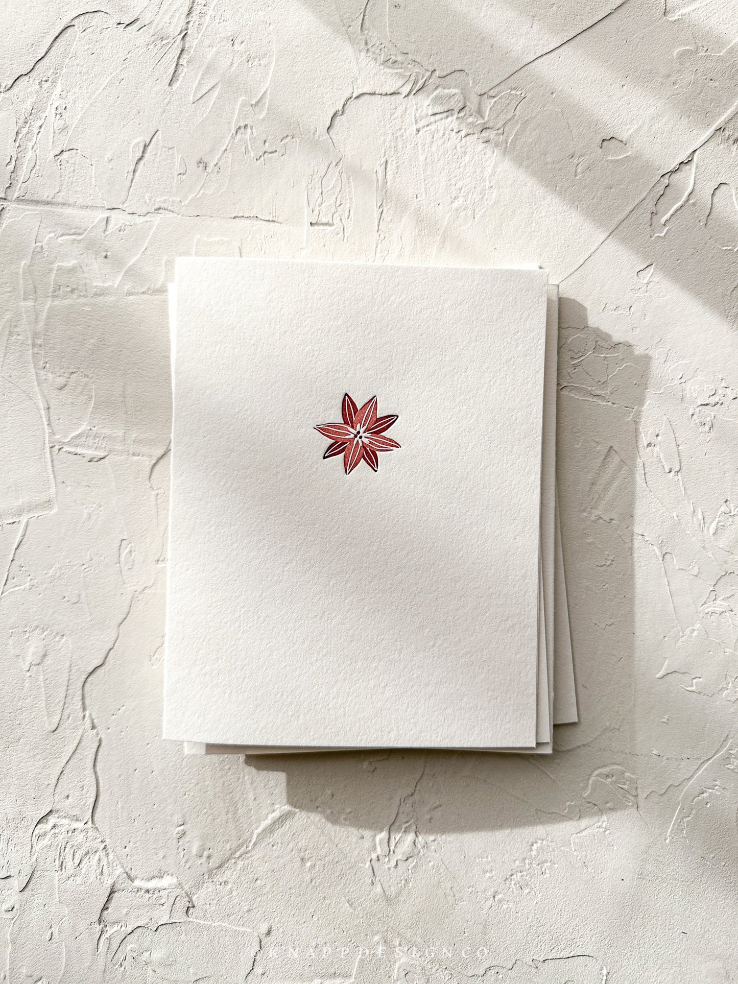 Minimalist Poinsettia Letterpress Holiday Card: Two-Color Design