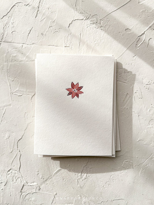 Minimalist Poinsettia Letterpress Holiday Card: Two-Color Design