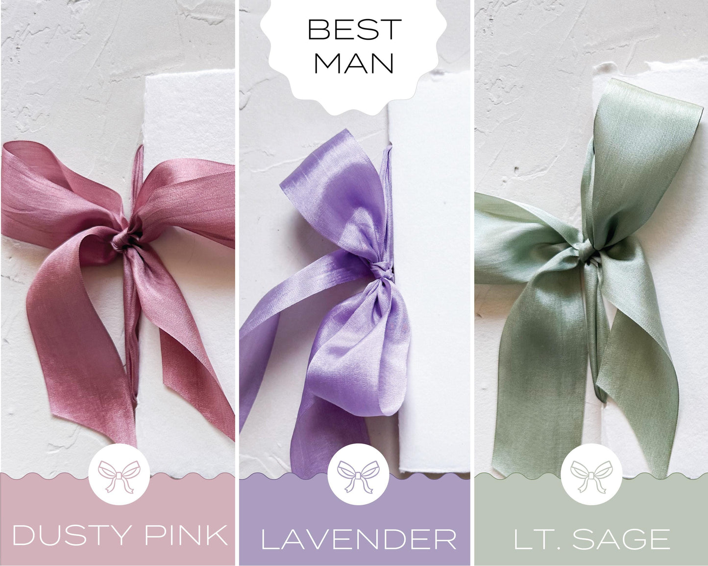 Best Man TOAST/SPEECH Book • Letterpress on White Handmade paper with Silk Ribbon Color