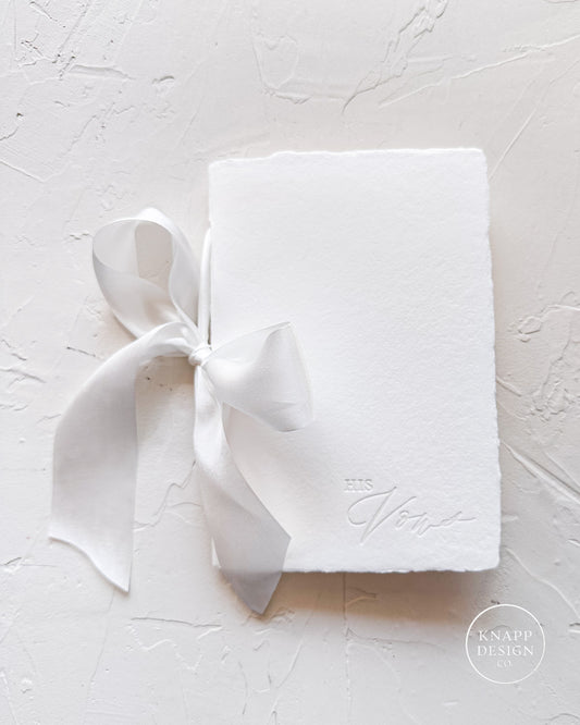His Vow Book • Letterpress on White Handmade Paper with Silk Ribbon