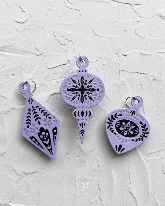 Letterpress Ornament • Guitar Pick • Lavender