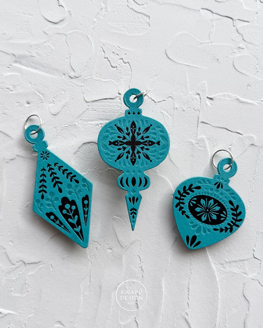 Letterpress Ornament • Guitar Pick • Teal