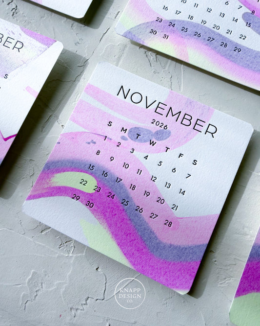 Hand-Painted 2026 Desk Calendar • 09