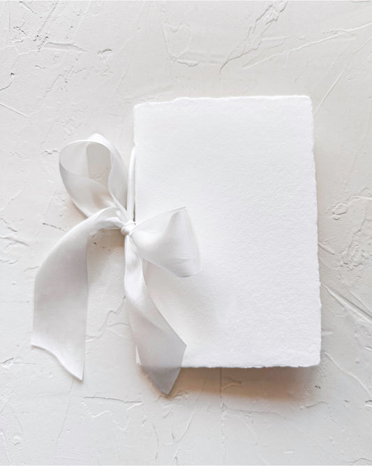 Blank Toast Book • White Handmade paper with Custom Silk Ribbon Color