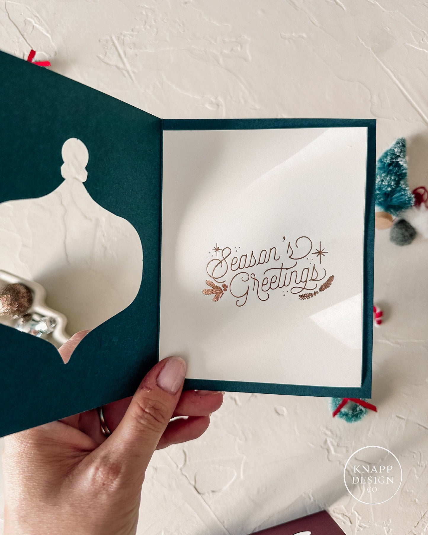 Season's Greetings Holographic Foil Ornament Card
