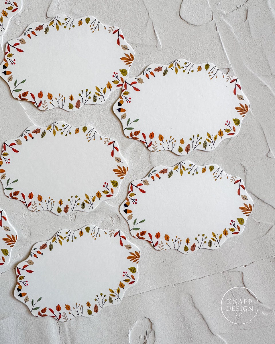 Fall Leaves Oval Place Cards: Thanksgiving Dinner Party Decor