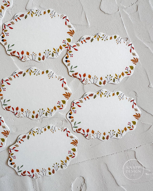 Fall Leaves Oval Place Cards: Thanksgiving Dinner Party Decor