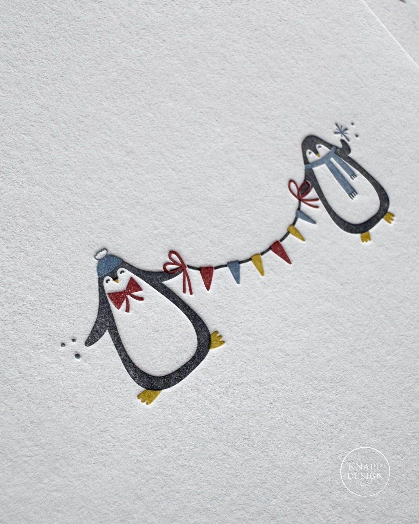 Festive Winter Animals - Minimalist Letterpress Holiday card SET • 4-color letterpress cards
