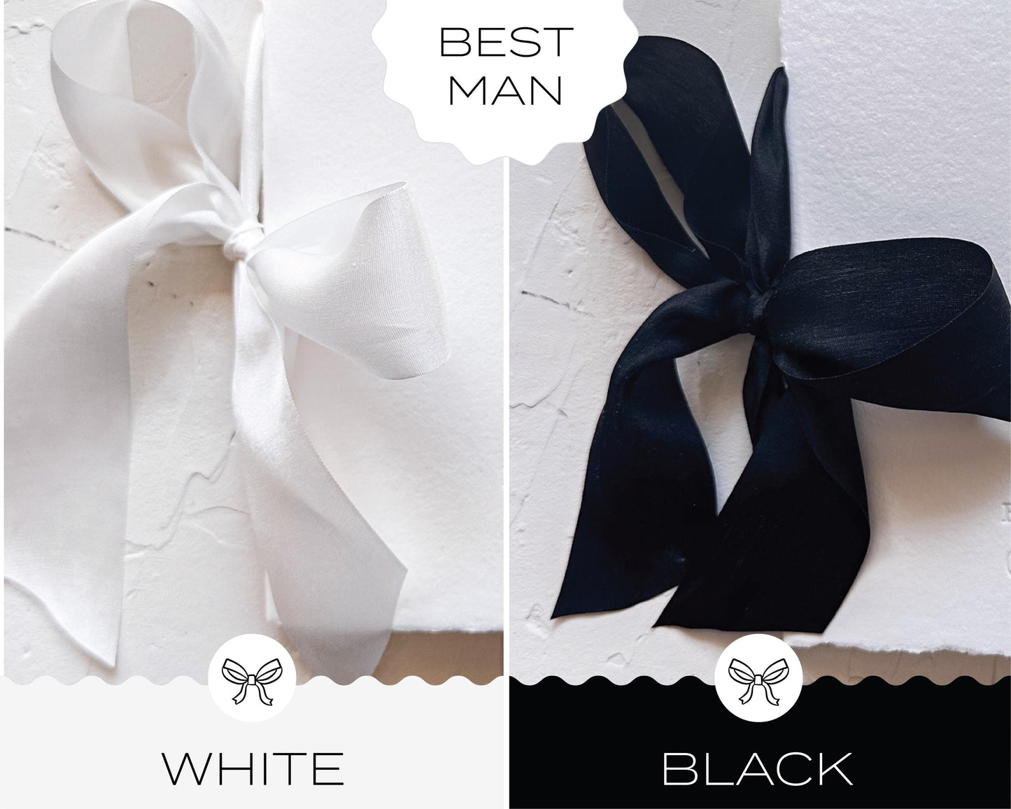 Best Man TOAST/SPEECH Book • Letterpress on White Handmade paper with Silk Ribbon Color