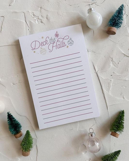 Deck the Halls Note pad for Christmas & Holidays