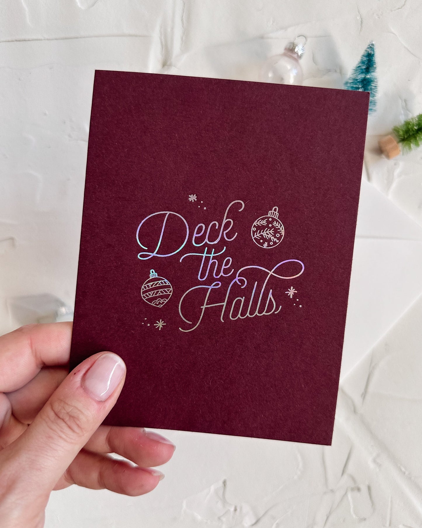 Holographic Foil Pressed Christmas Card: Deck the Halls