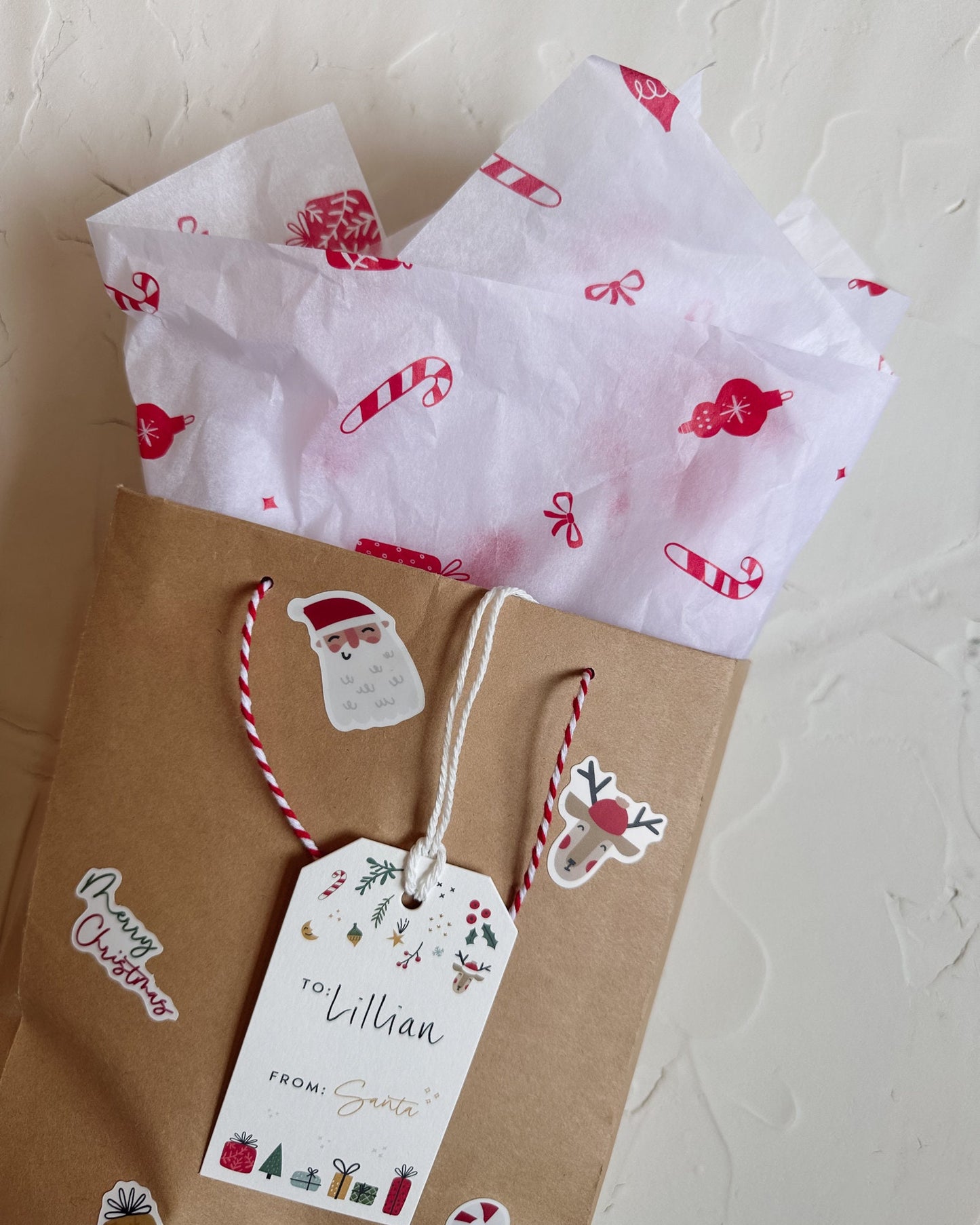 Christmas Tissue Paper - 8 sheets • Santa-themed tissue paper