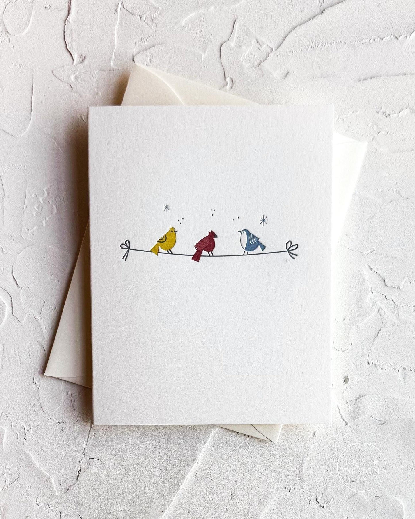 Festive Winter Animals - Minimalist Letterpress Holiday card SET • 4-color letterpress cards