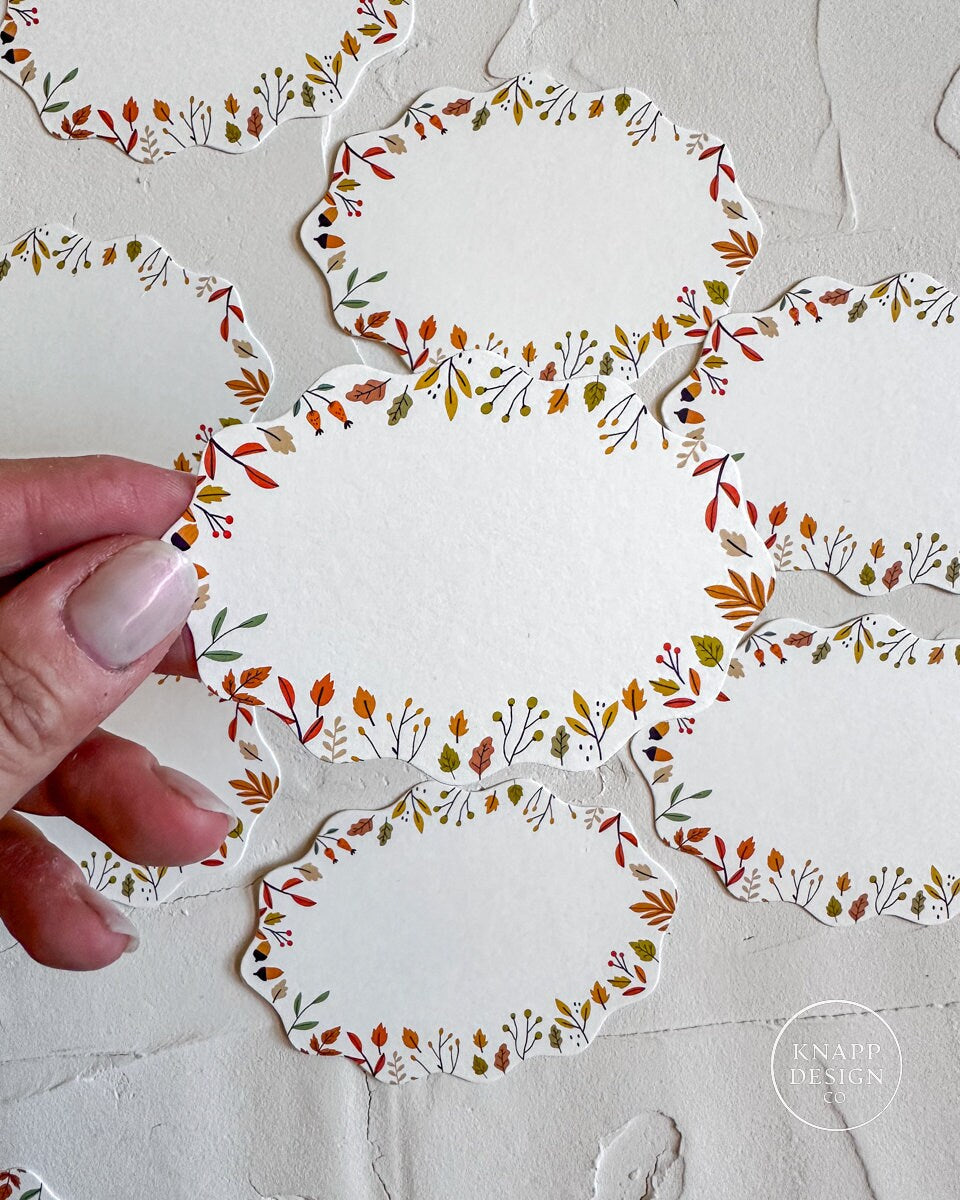 Fall Leaves Oval Place Cards: Thanksgiving Dinner Party Decor