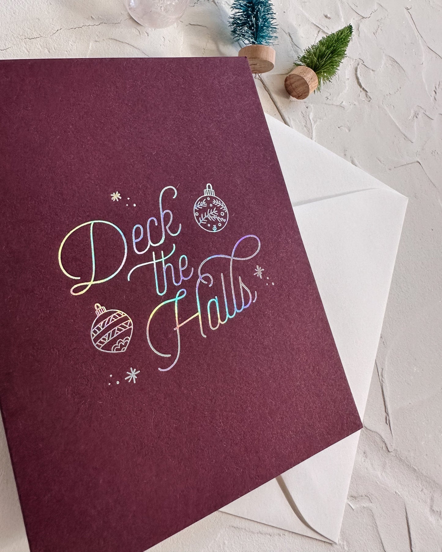 Holographic Foil Pressed Christmas Card: Deck the Halls