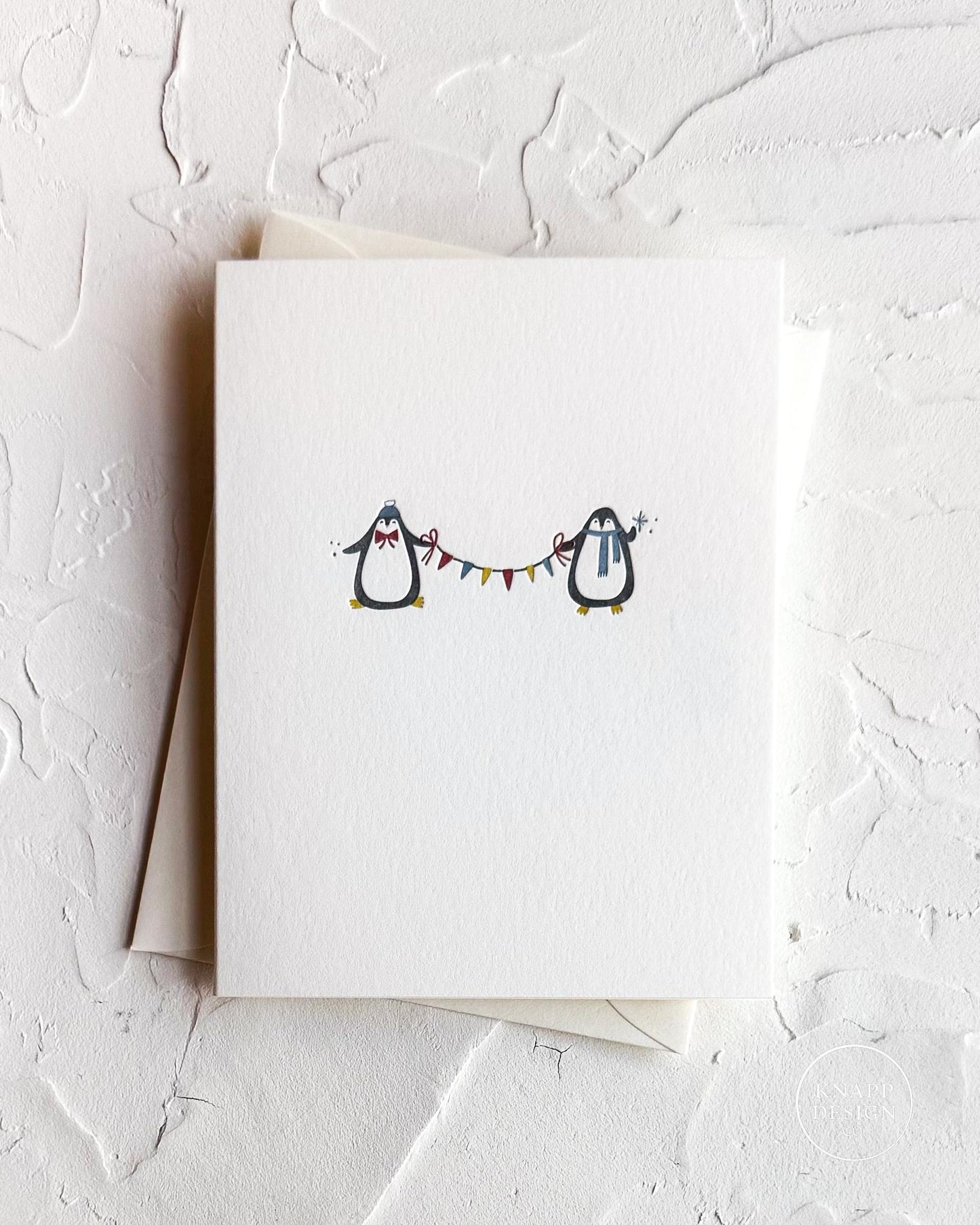 Festive Winter Animals - Minimalist Letterpress Holiday card SET • 4-color letterpress cards