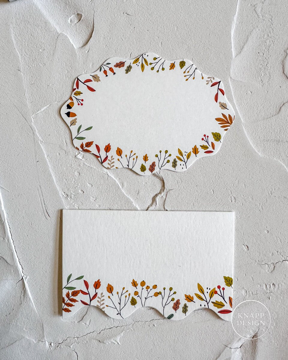 Fall Leaves Oval Place Cards: Thanksgiving Dinner Party Decor