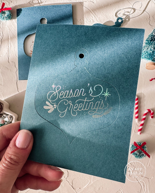 Season's Greetings Holographic Foil Ornament Card