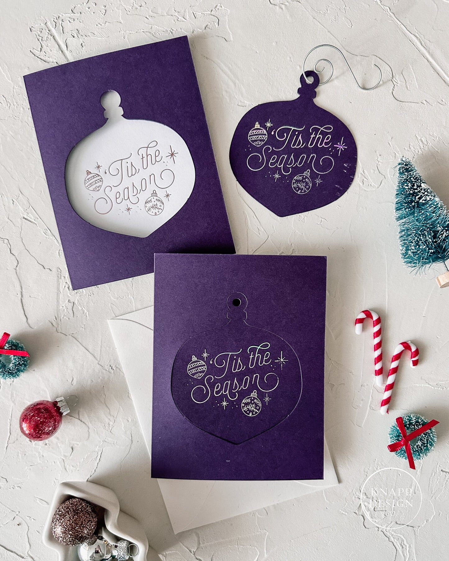 Tis the Season Ornament Card • Holographic Foil