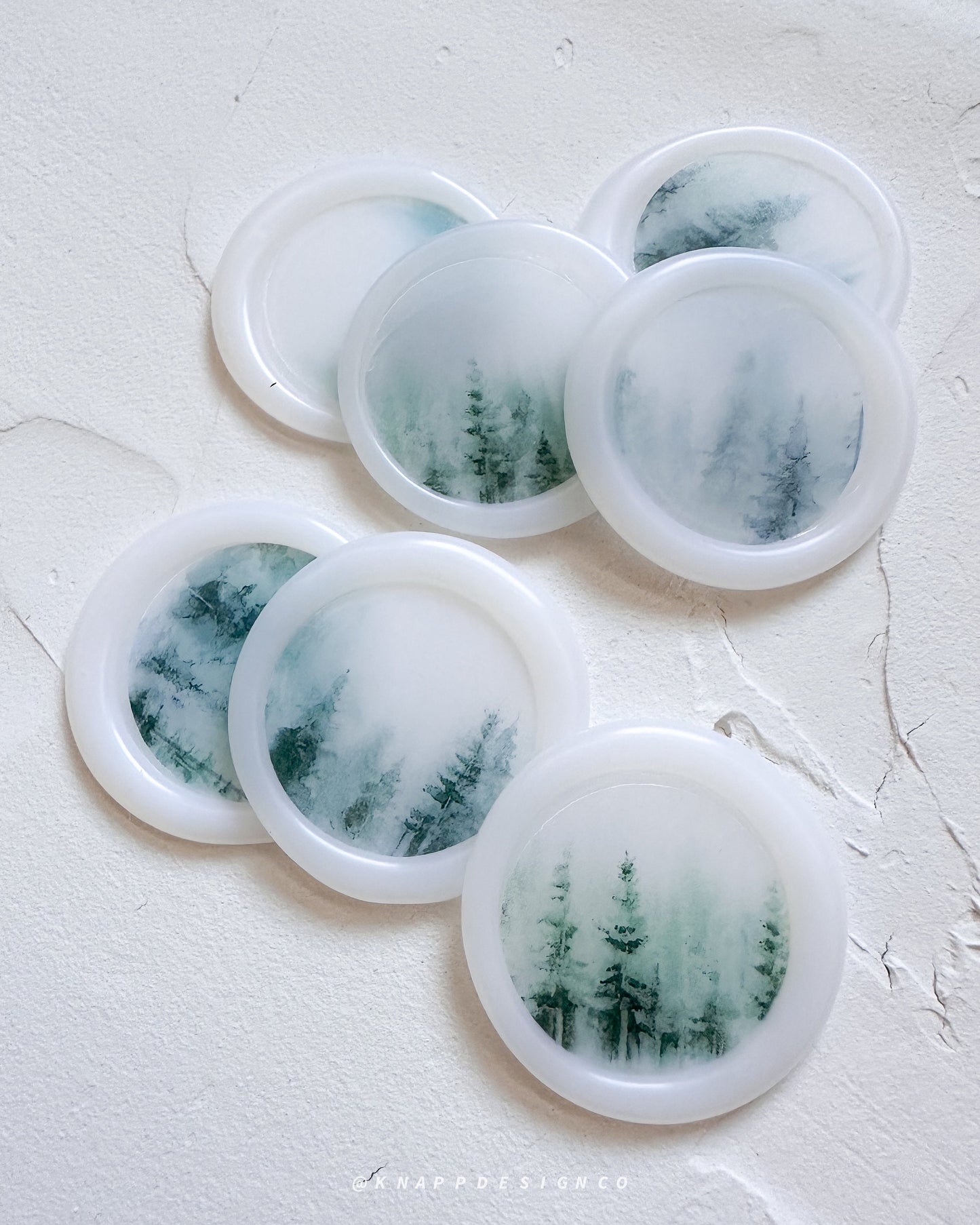 Misty Pine Watercolor Wax Seals