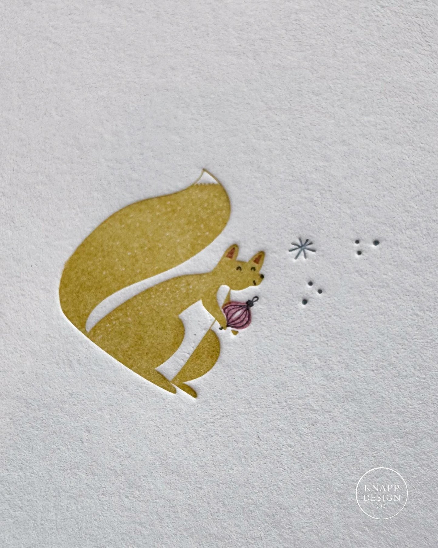 Festive Winter Animals - Minimalist Letterpress Holiday card SET • 4-color letterpress cards