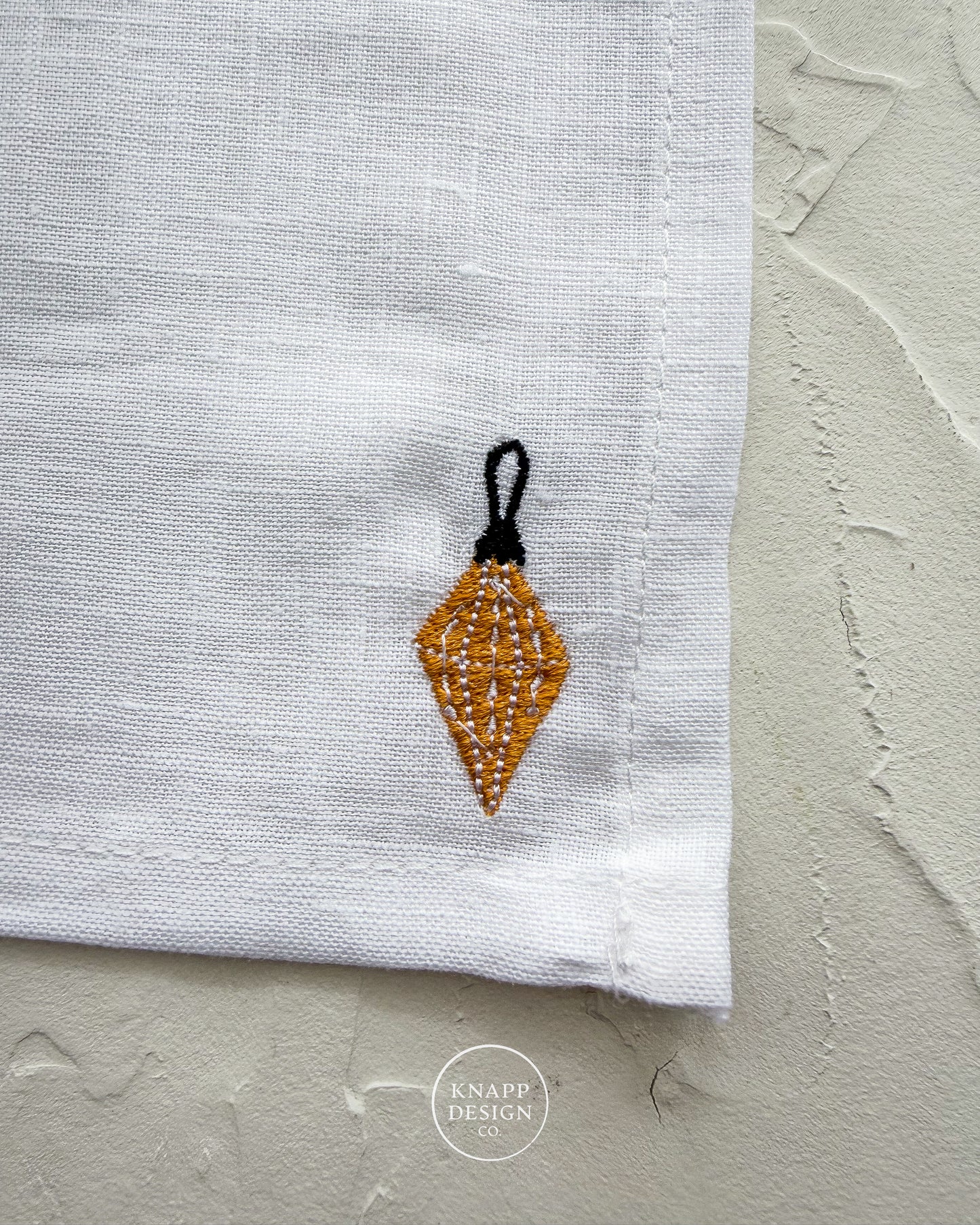 Embroidered Cocktail Napkin • Yellow Ornament