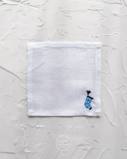 Embroidered Cocktail Napkin • Stocking
