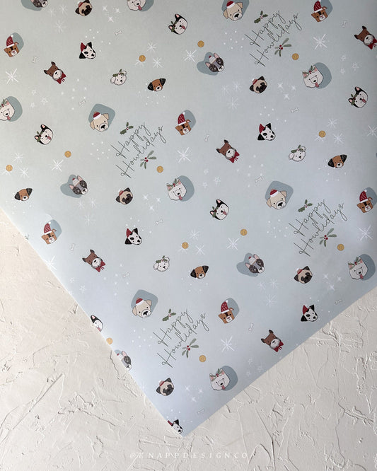 Happy Howlidays Wrapping Paper – Dog Themed (Set of 2)