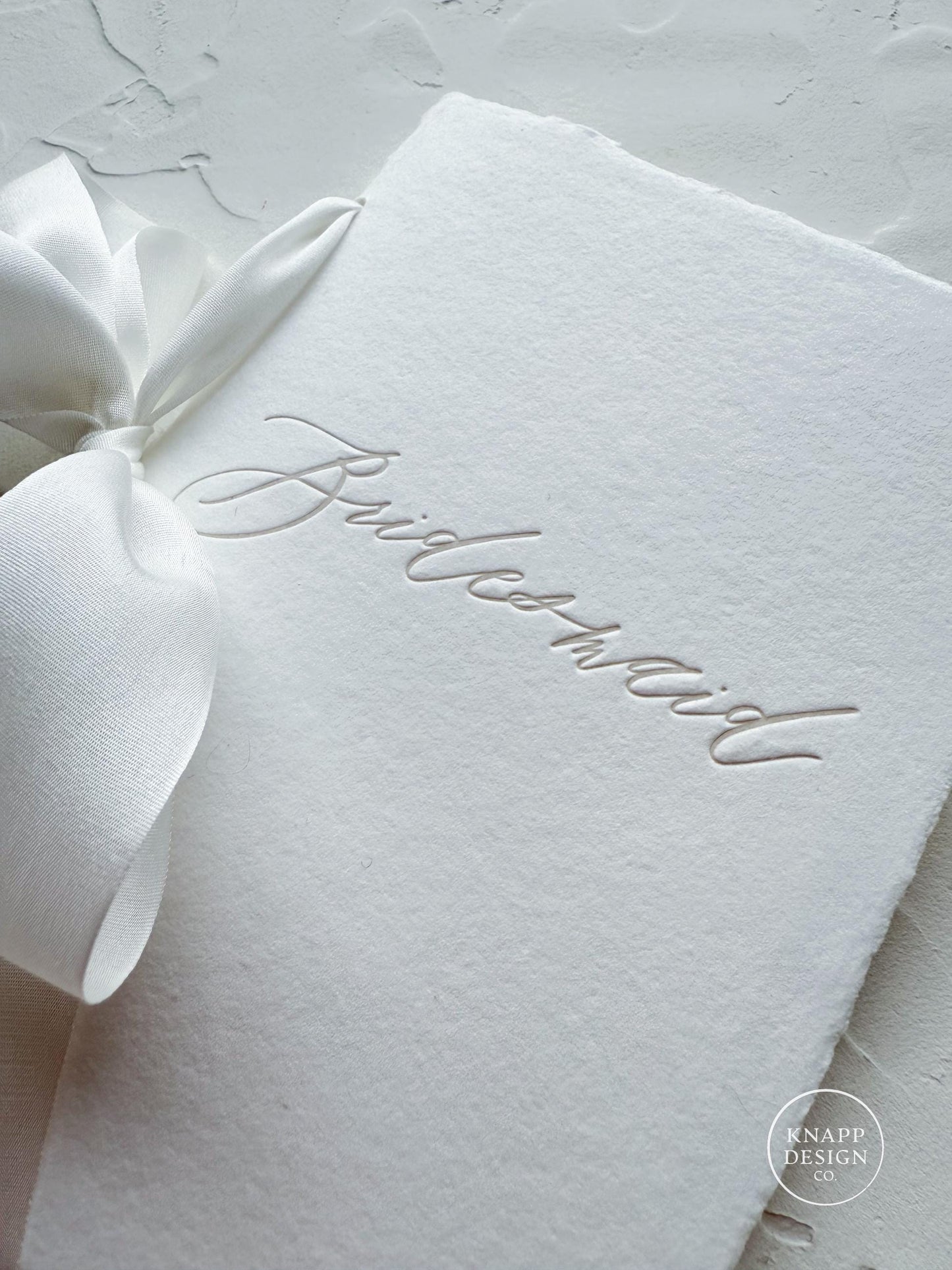 Bridesmaid TOAST/SPEECH Book • Letterpressed on White Handmade paper with Silk Ribbon