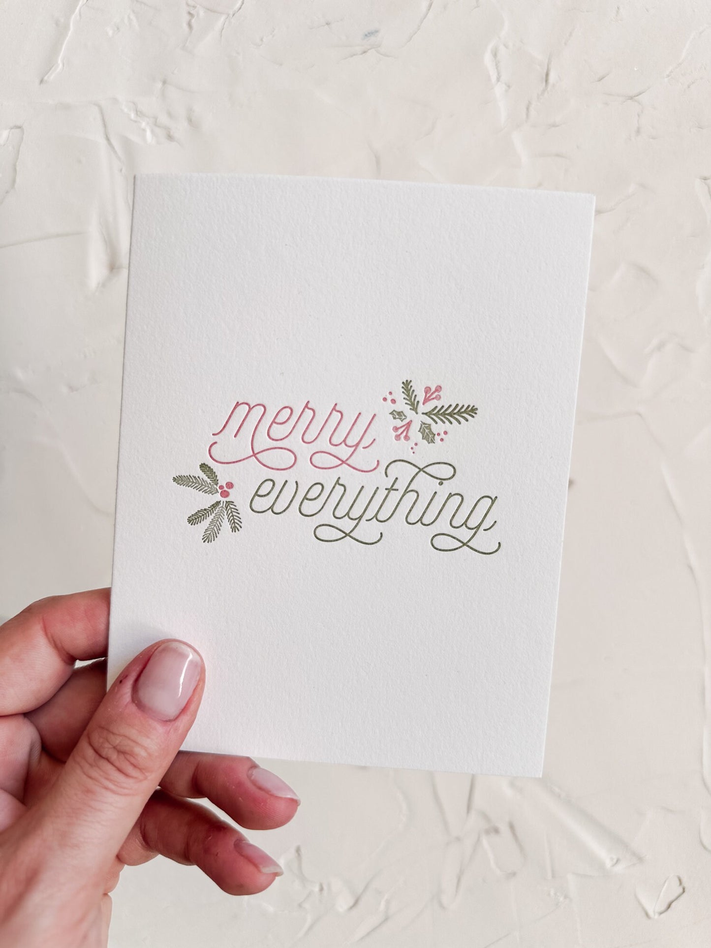Letterpress Holiday Card Pack • Happy Holidays, Merry Everything, and JOY