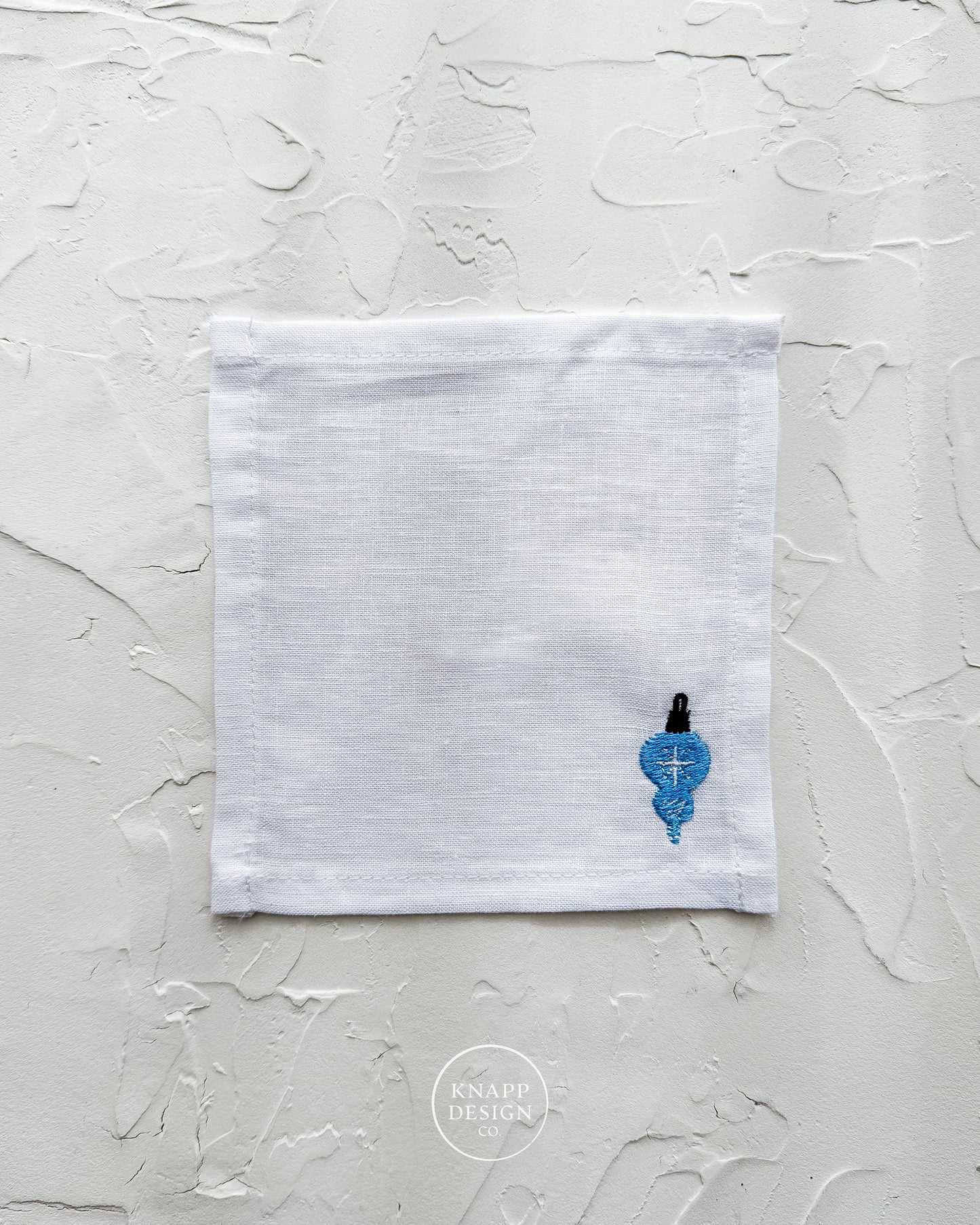 Embroidered Cocktail Napkin • Blue Ornament