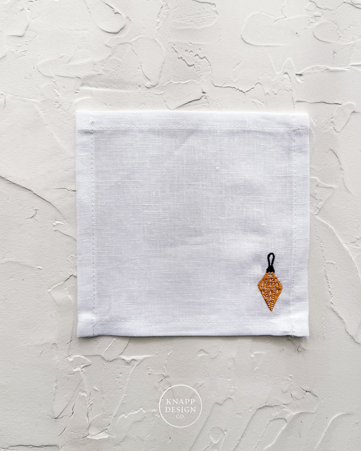 Embroidered Cocktail Napkin • Yellow Ornament